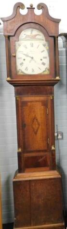 A 19thC oak and mahogany eight day long case clock