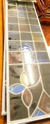 A quantity of coloured lead glass panels