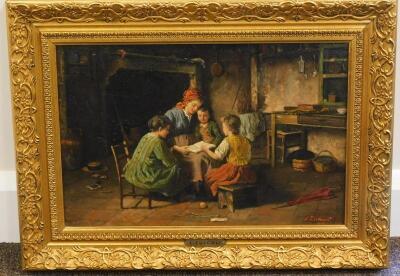 Luigi Zuccoli (1815-1876). Mother and children reading - 2