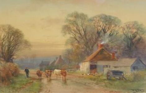 Henry Charles Fox (1855/60-1929). Rural landscape with cattle