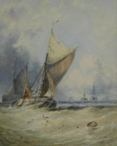 George Stainton (act.1860-1890). Fishing boats in at sea