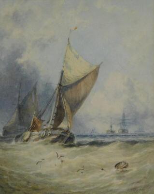 George Stainton (act.1860-1890). Fishing boats in at sea