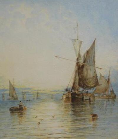 George Stainton (act.1860-1890). Fishing boats in calm waters