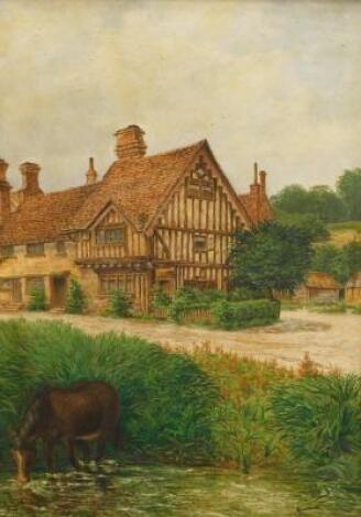 Challis (19thC). Country cottage with horse in the foreground