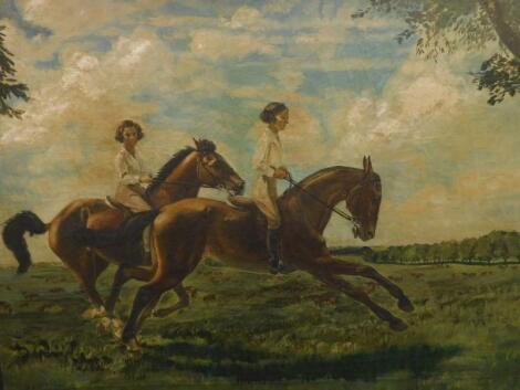 A Maculric (20thC). Young ladies on horseback