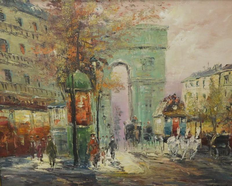 Xavier Rabous (20thC). Paris street scene