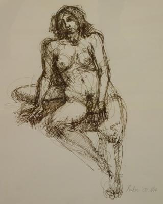 20thC Continental School. Seated nude female figure