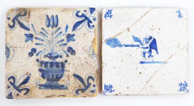 Various 18thC English and Dutch Delft tiles - 6