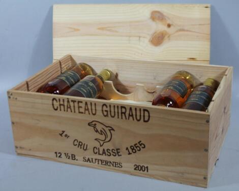 A set of ten bottles of Chateau Guiraud 2001 Sauternes wine