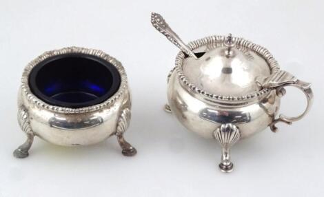 A George V Chester silver two piece cruet set