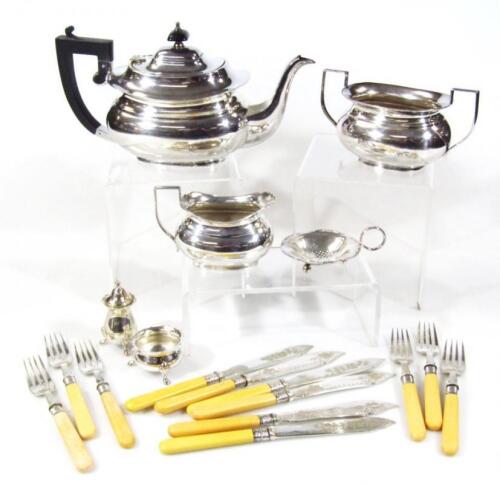 An early 20thC silver plated three piece part tea service