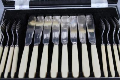 A cased set of six silver gilt and part enamel tooth picks - 3