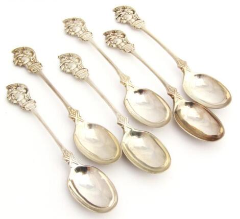 A set of six silver teaspoons