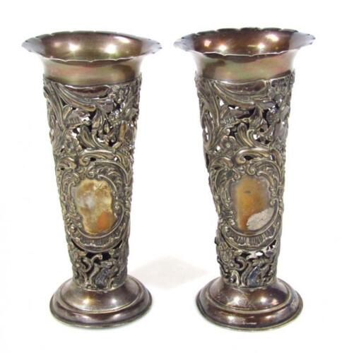 A pair of Victorian silver vases