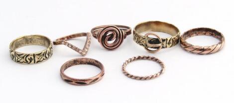 An assortment of various ladies rings