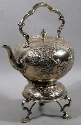 An Edwardian silver plated spirit kettle