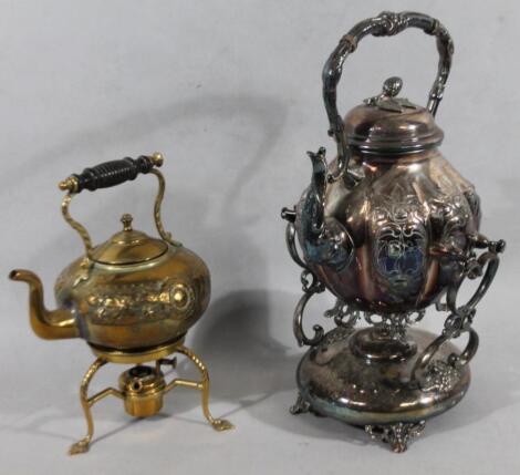 An early 20thC silver plated spirit kettle