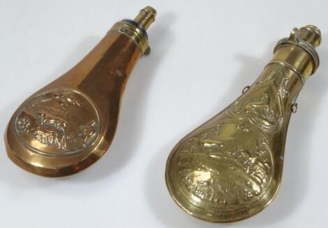 An early 20thC copper powder flask