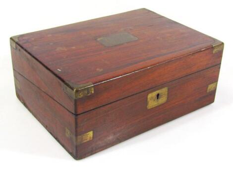 A 19thC rosewood and brass bound writing slope