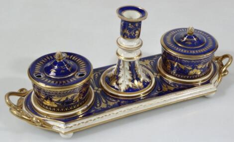 An early 19thC Bloor Derby Porcelain inkstand