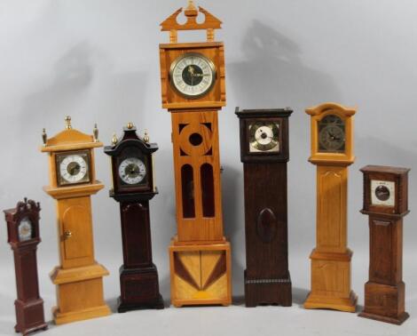 Various miniature longcase clocks