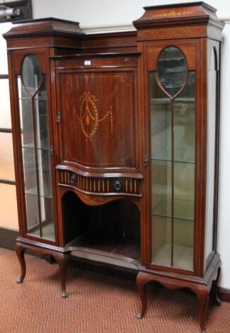 An Edwardian Sheraton revival mahogany display cabinet