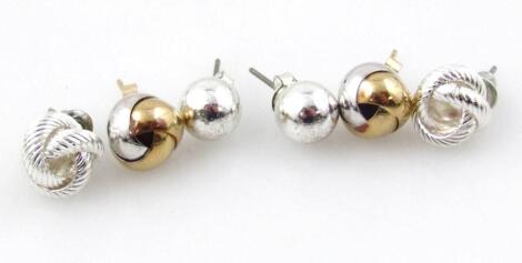 Three stud earrings