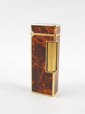 A Dunhill gold plated and faux wood pocket lighter - 4