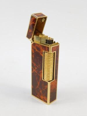 A Dunhill gold plated and faux wood pocket lighter - 5