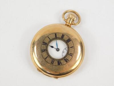 A gentleman's 9ct gold half hunter pocket watch