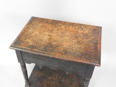 A Victorian ebonised Jacobean style side table - 2