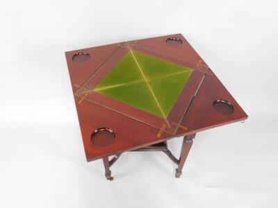 A Victorian mahogany envelope card table - 2