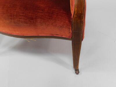 An Edwardian mahogany and line inlaid wingback armchair - 3