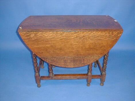 A barley twist oak gate leg table