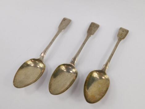 A pair of George IV silver crest engraved table spoons