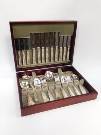 A half canteen of plated cutlery decorated in the Kings pattern