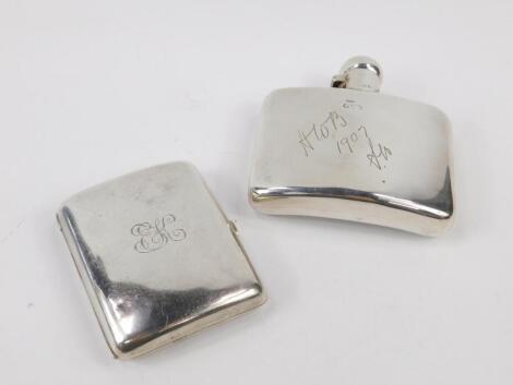 A Victorian silver curvilinear hip flask