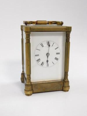 A late 19thC brass carriage clock