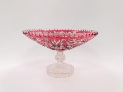 A Continental 20thC flashed cranberry glass comport