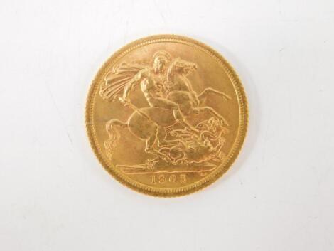 An Elizabeth II gold sovereign 1965