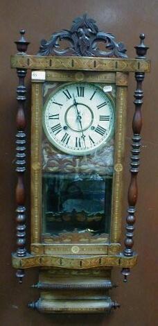 A 19thC Tonbridge inlaid drop-dial wall clock