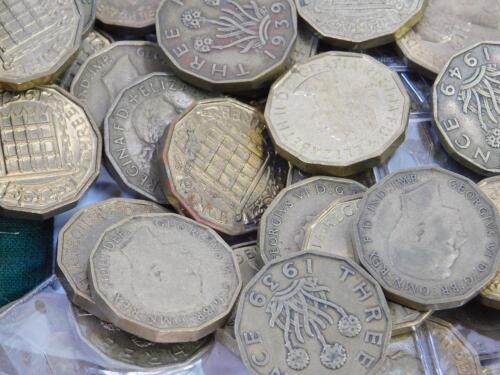 George VI and Queen Elizabeth II threepence old coins