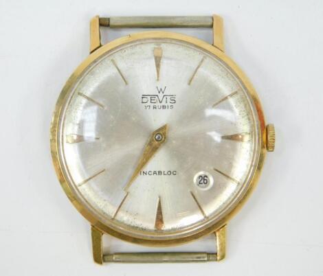 A Devis gentleman's 18ct gold cased wristwatch