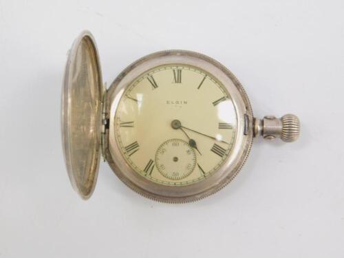 An Elgin silver lady's full hunter pocket watch