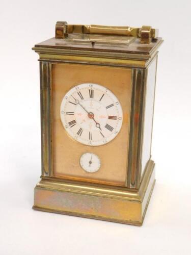 A French late 19thC brass repeating carriage clock