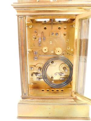 A French late 19thC brass repeating carriage clock - 2