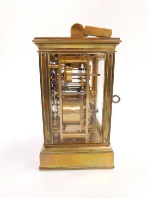 A French late 19thC brass repeating carriage clock - 3