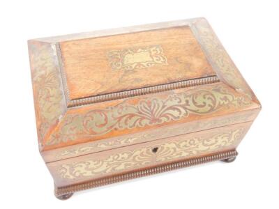 A Regency rosewood and brass inlaid work box - 2