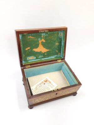 A Regency rosewood and brass inlaid work box - 3