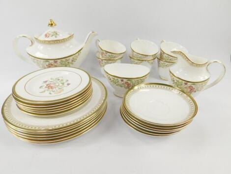 A Royal Doulton porcelain part tea service decorated in the Lichfield pattern